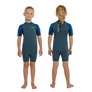 O'Neill BOYS TODDLER REACTOR BACK ZIP 2MM S/S SPRINGSUIT, CADET/GUNMTL