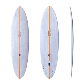 NSP Shapers Union Midlength CSE 3x FCS II Surfboard, Clear/Orange