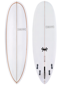 Modern Love Child PU Surfboard, Clear Grey Pinlines