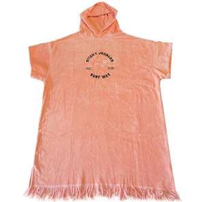 Sticky Johnson 100% Cotton Womens Peach Palm Hooded Towel, Peach