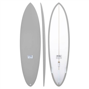 Pyzel Mid Length Crisis Surfboard with 3 or 5 FCS Fin Plugs
