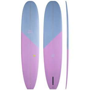 Salt Gypsy Surfboards x CYNTHIA ROWLEY Dusty PU Surfboard, Blue Pink