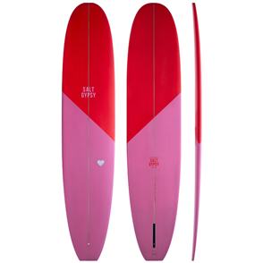 Salt Gypsy Surfboards x CYNTHIA ROWLEY Dusty PU Surfboard, Red Pink