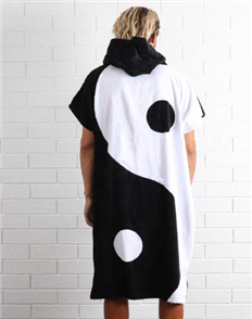 T&C 100% COTTON YIN YANG HOODED TOWEL ADULT, BLACK