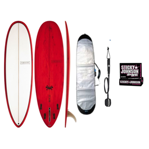 Modern Love Child Surfboard Red Tint Combo, includes Bag, Leash & Wax