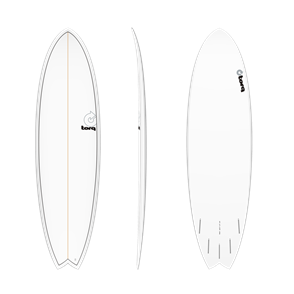 Torq MOD FISH Surfboard, White/ Pinline