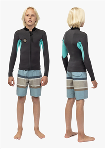 Vissla Wetsuits SOLID SET BOYS 2MM LS WETSUIT JACKET, Phantom