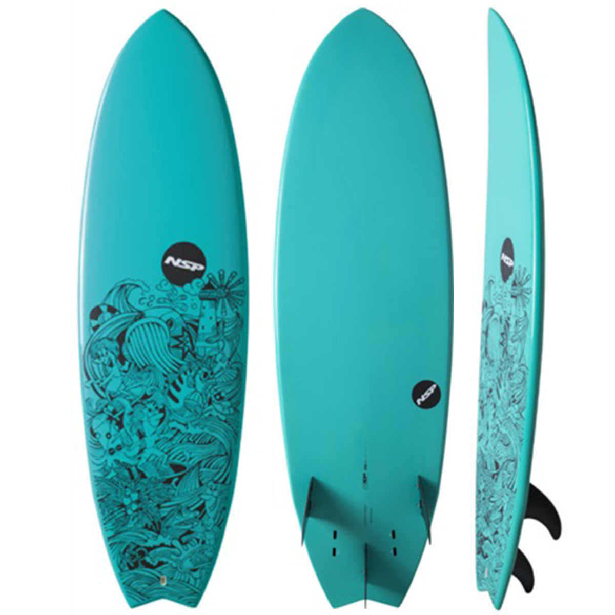 Nsp 2017 06 Elements Hdt Epoxy Fish Surfboard, Shredsta Underground Surf