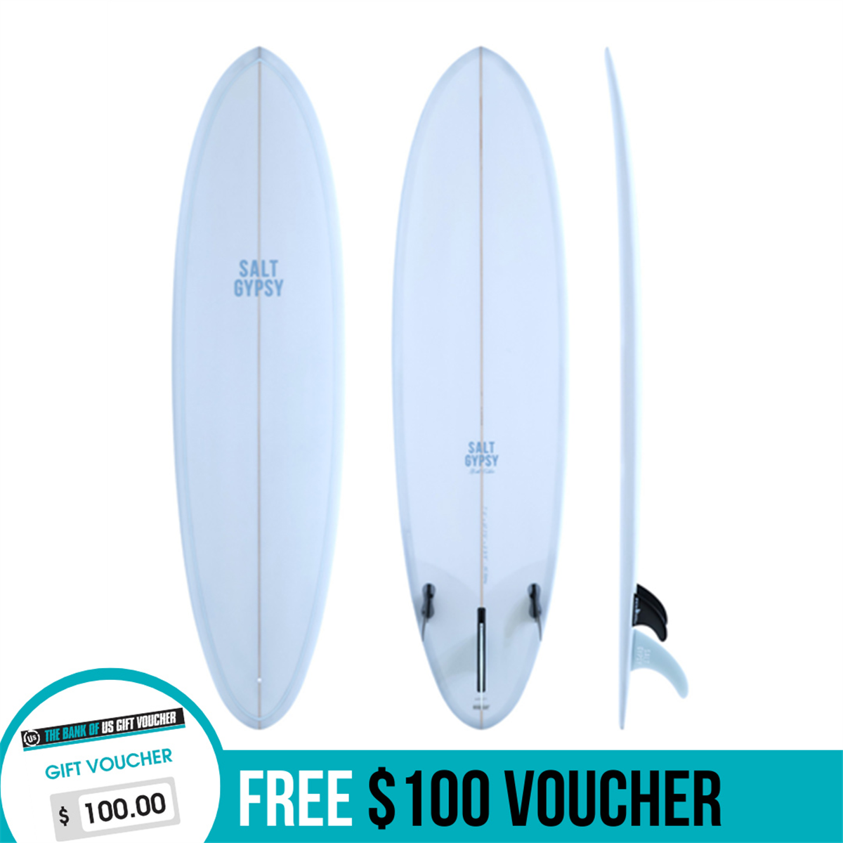 Salt Gypsy Surfboards Mid Tide Pu Surfboard New 2223 Colour, Vintage