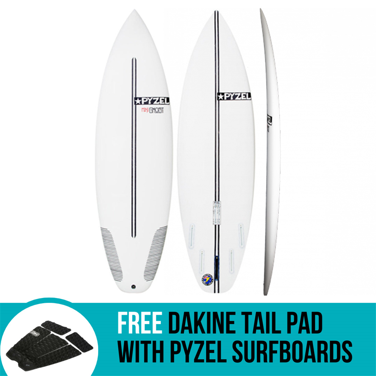 Pyzel Eps Mini Ghost Squash Surfboard With 5 Future Fin Boxes