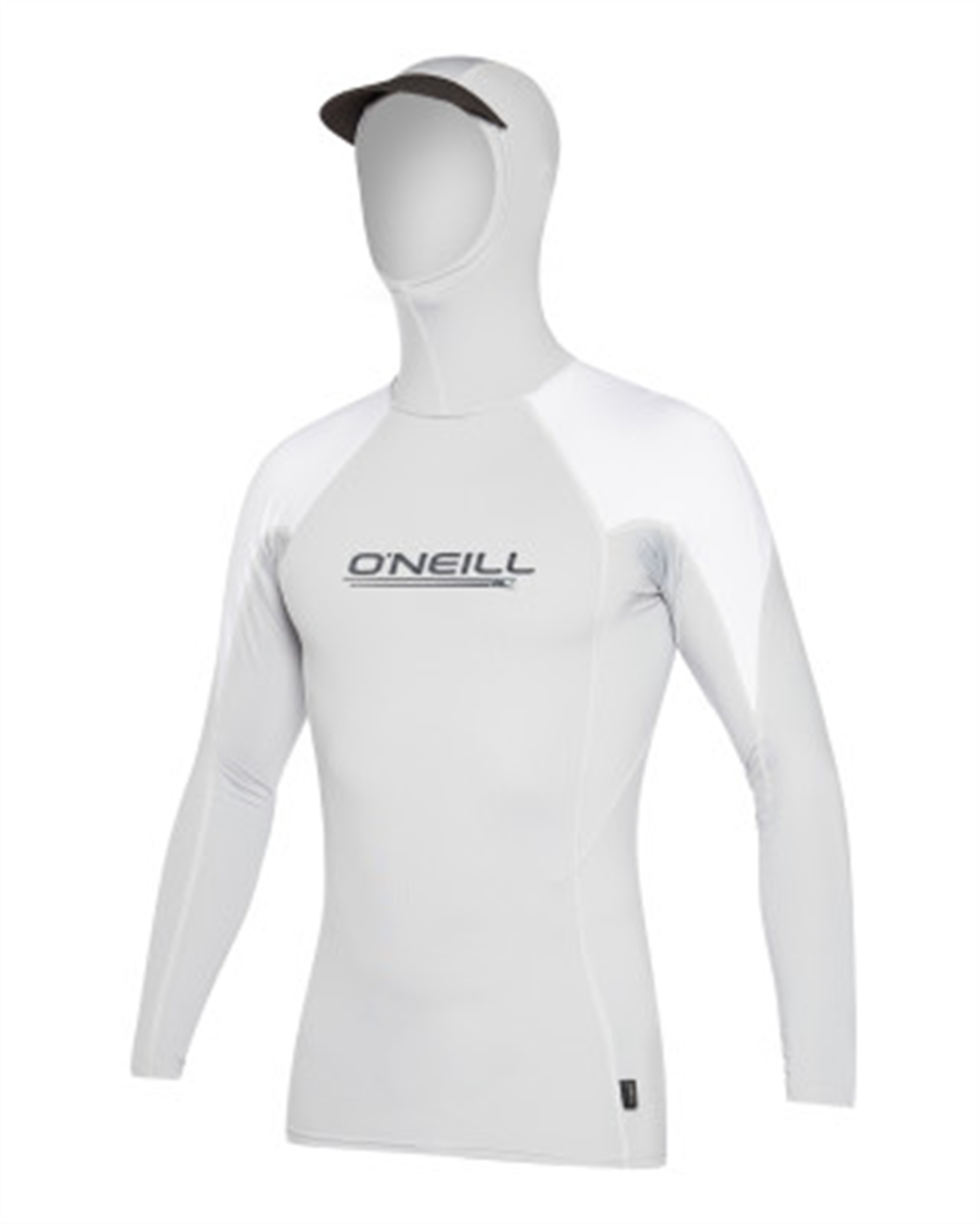Oneill Premium Skins O' Zone Long Sleeve Rashguard With Hood, Cool Gry