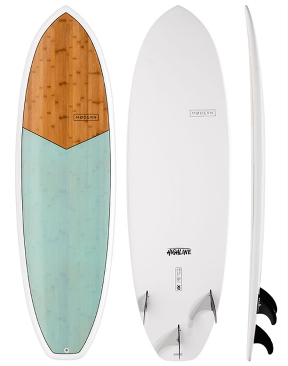 Modern Highline Xb Epoxy Bamboo Surfboard Sea Green