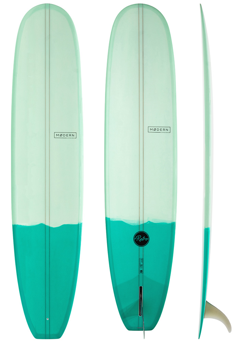 Modern Retro Pu Two Tone Longboard, Green Underground Surf