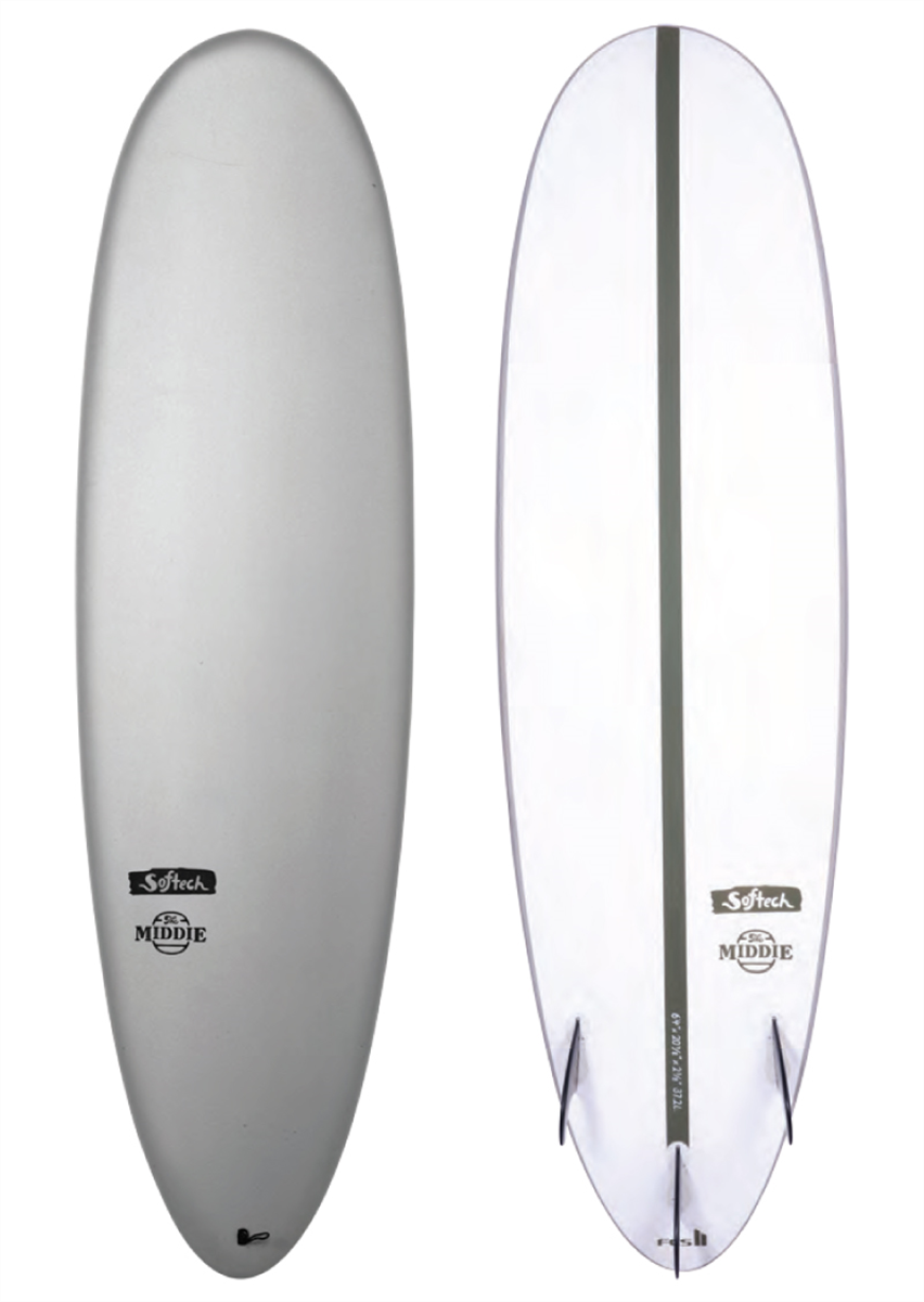 Softech Surfboards The Middie Soft Top With Eps Base Surfboard Grey Underground Surf