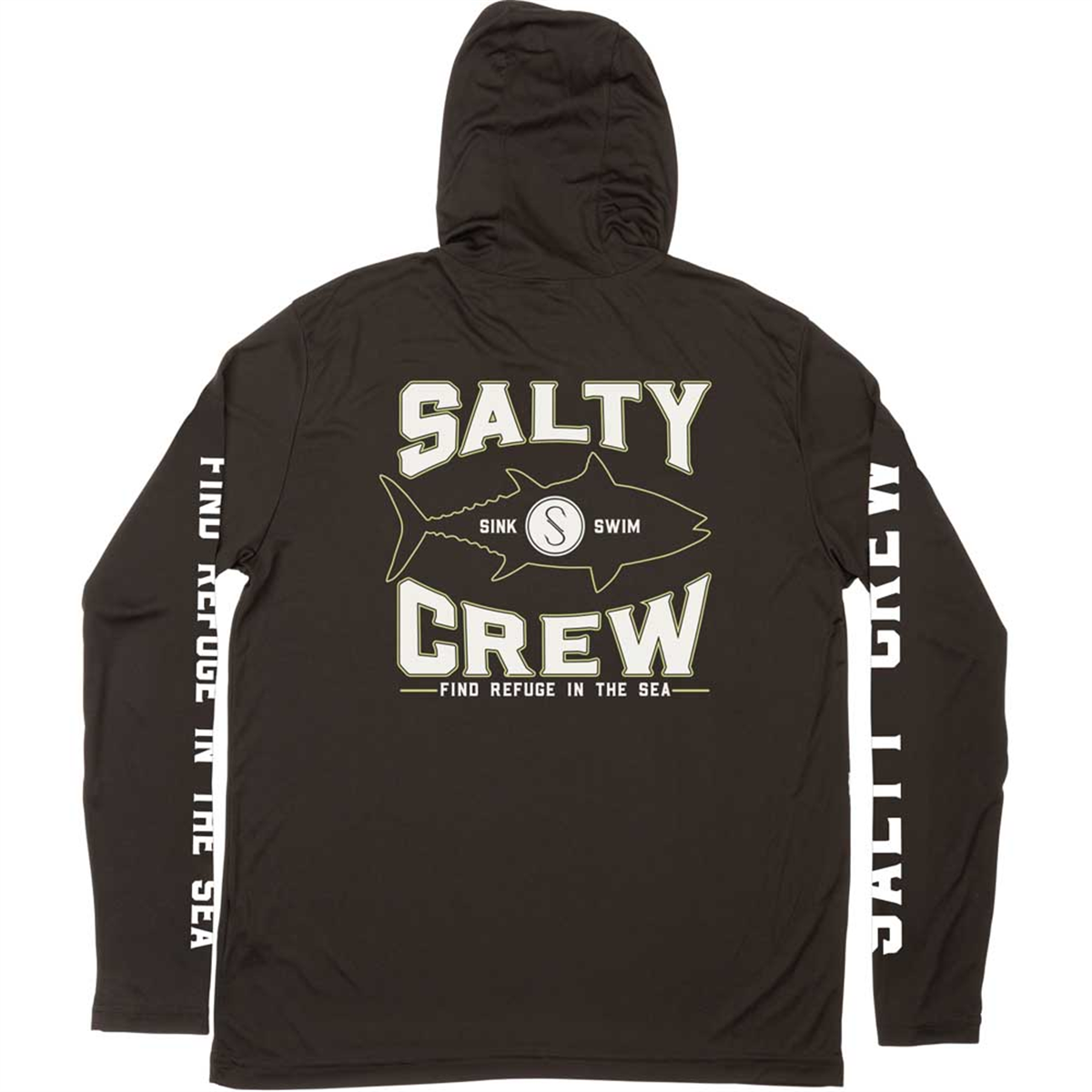 Salty Crew Tight Lines Hood Sunshirt, Black